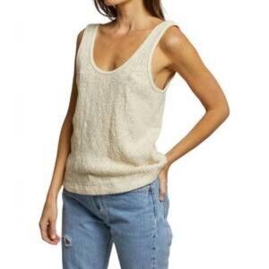 NWT Womens PerfectWhiteTee (Item- 612) Ivory Stacey Cotton Mesh Tank Top S